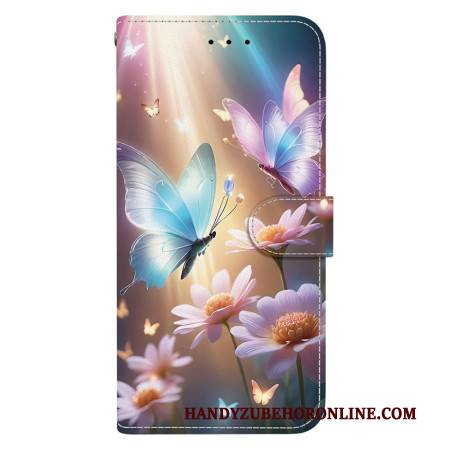 Lederhüllen Für Xiaomi 15 Ultra Schmetterlinge Und Himmelsblumen