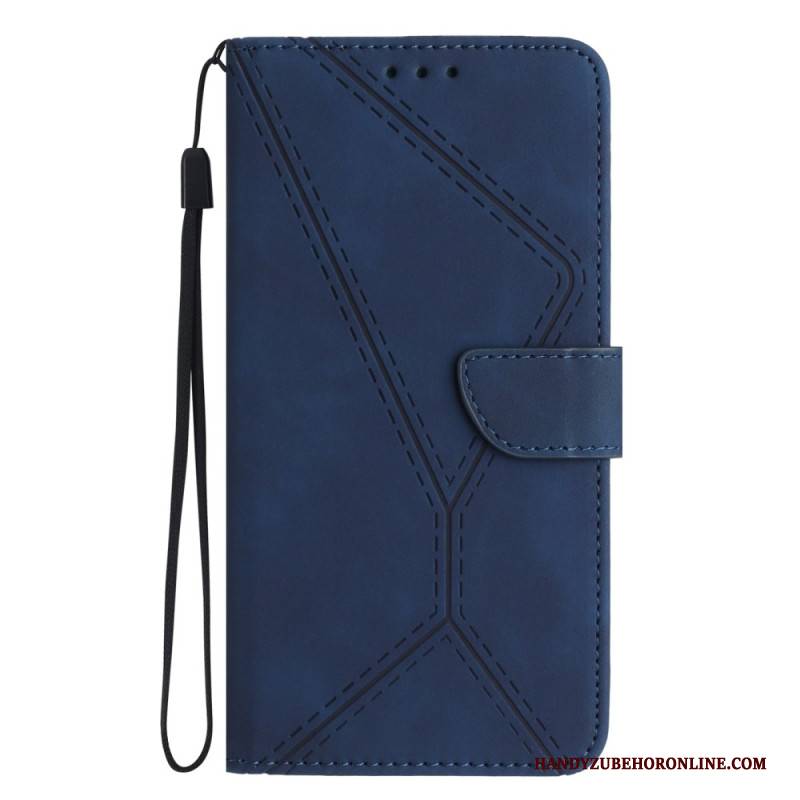 Lederhüllen Für Xiaomi 15 Wildlederoptik Mit Linien Und Streifen