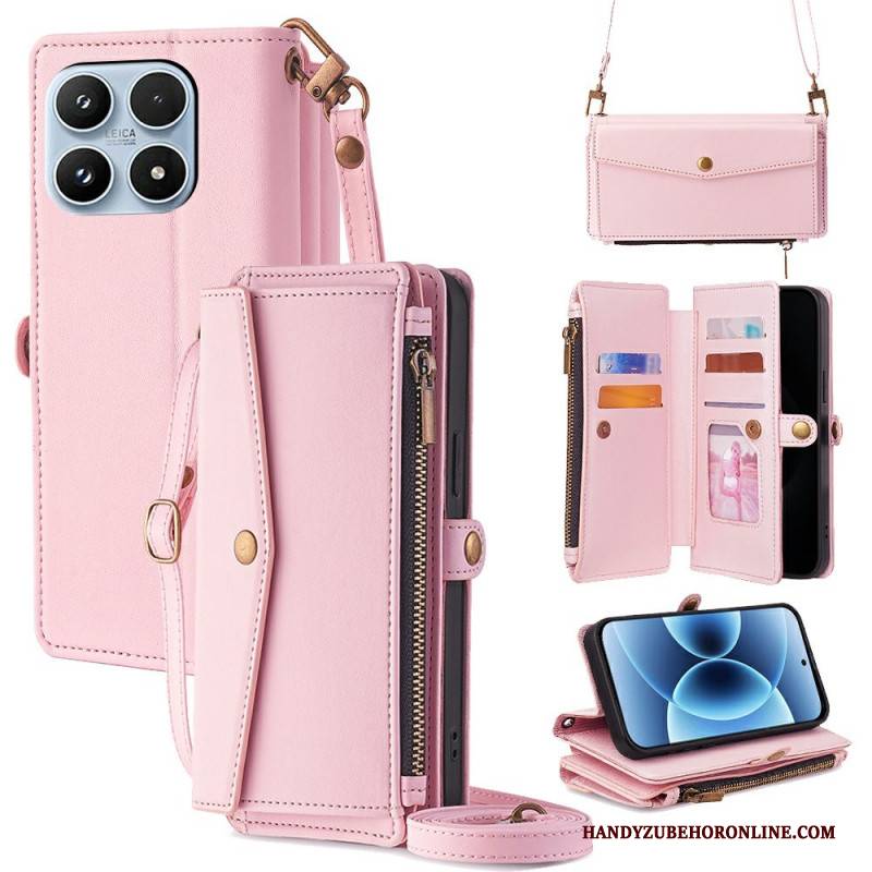 Lederhüllen Für Xiaomi 17 Geldbörse Mit Schulterriemen Und Trageband