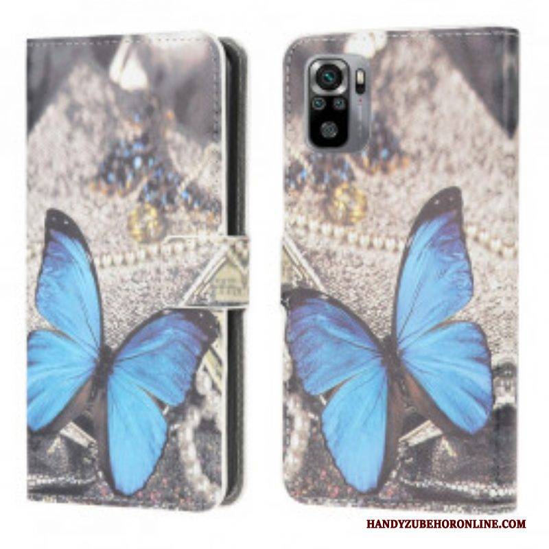 Lederhüllen Für Xiaomi Redmi Note 10 / 10S Blauer Schmetterling