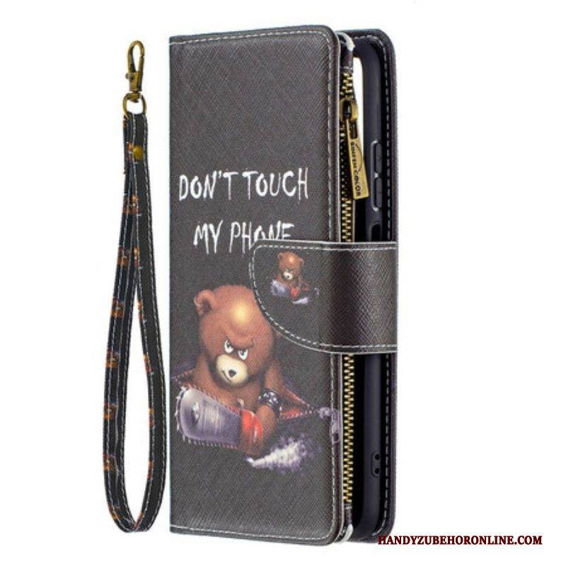 Lederhüllen Für Xiaomi Redmi Note 10 / 10S Taschenbär Mit Reißverschluss