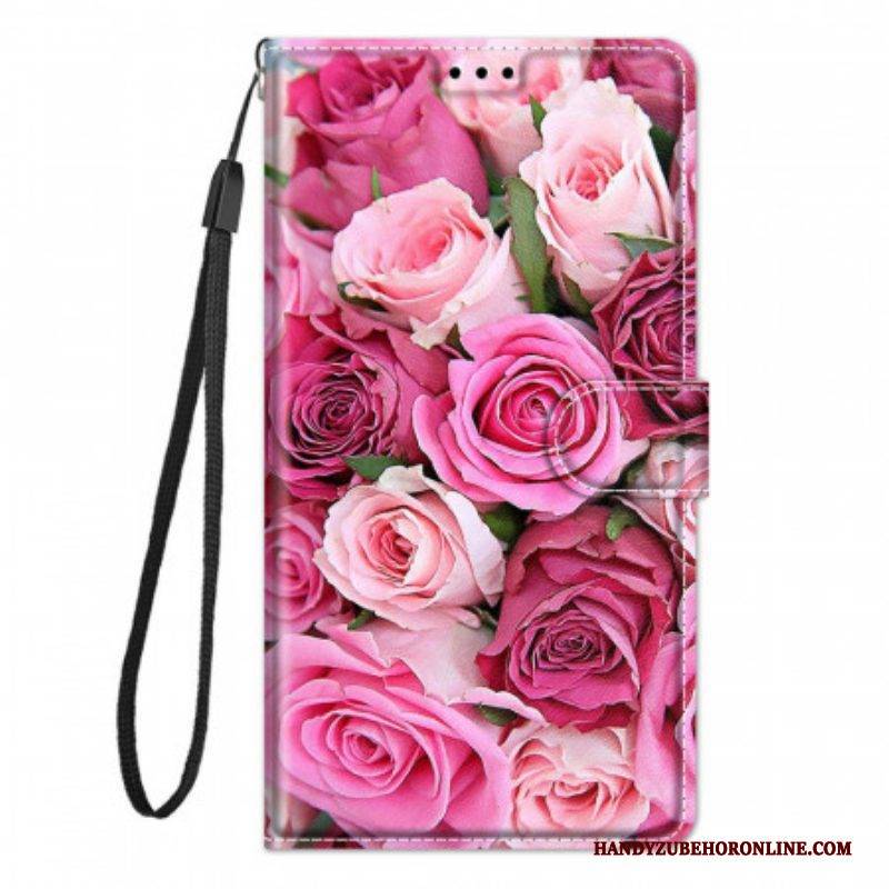 Lederhüllen Für Xiaomi Redmi Note 10 Pro Mit Kordel Riemenrosen