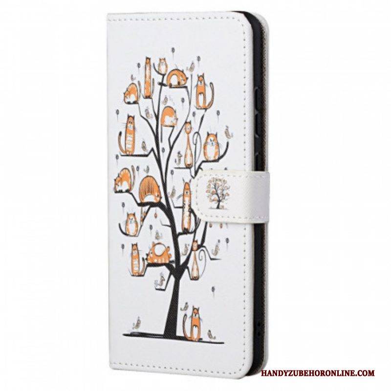 Lederhüllen Für Xiaomi Redmi Note 11 / 11S Mit Kordel Funky Cats Mit Riemen