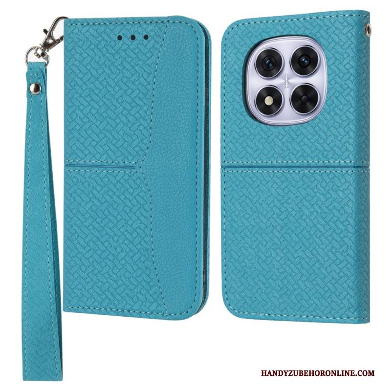 Lederhüllen Für Xiaomi Redmi Note 14 Pro 4g Gewebte Textur Mit Trageband