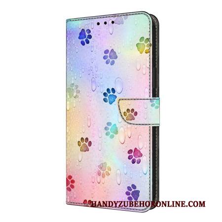 Lederhüllen Für Xiaomi Redmi Note 14 Pro 4g Katzenpfotenabdrücke