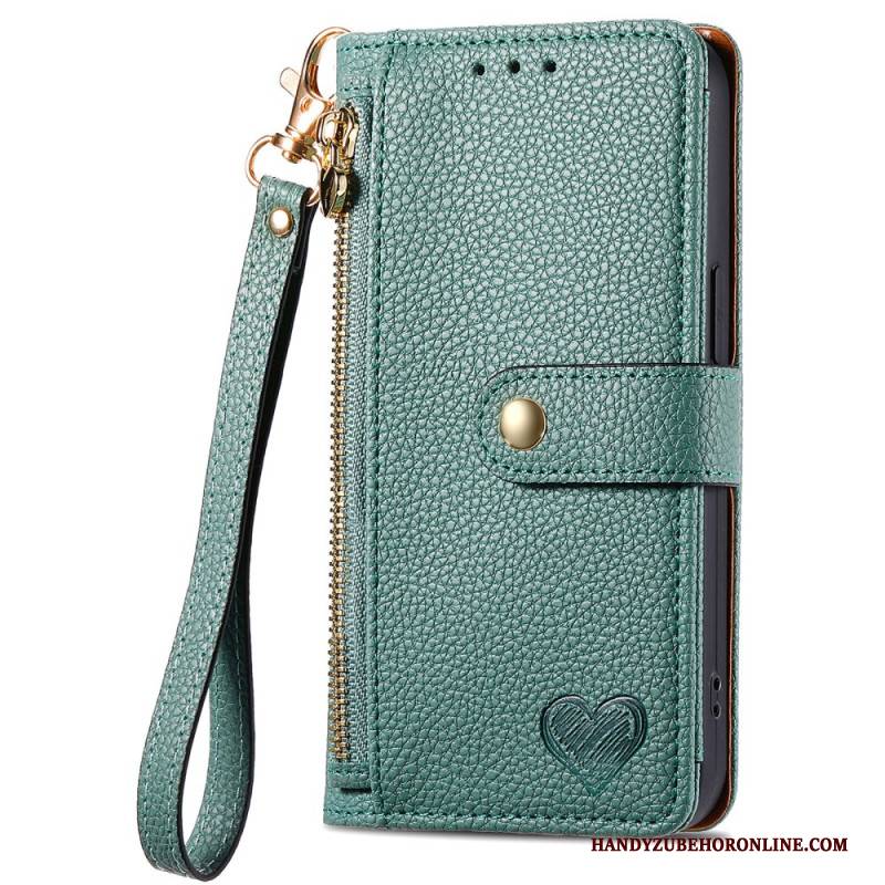 Lederhüllen Für Xiaomi Redmi Note 14 Pro 5g Herzmuster Mit Rfid-schutz