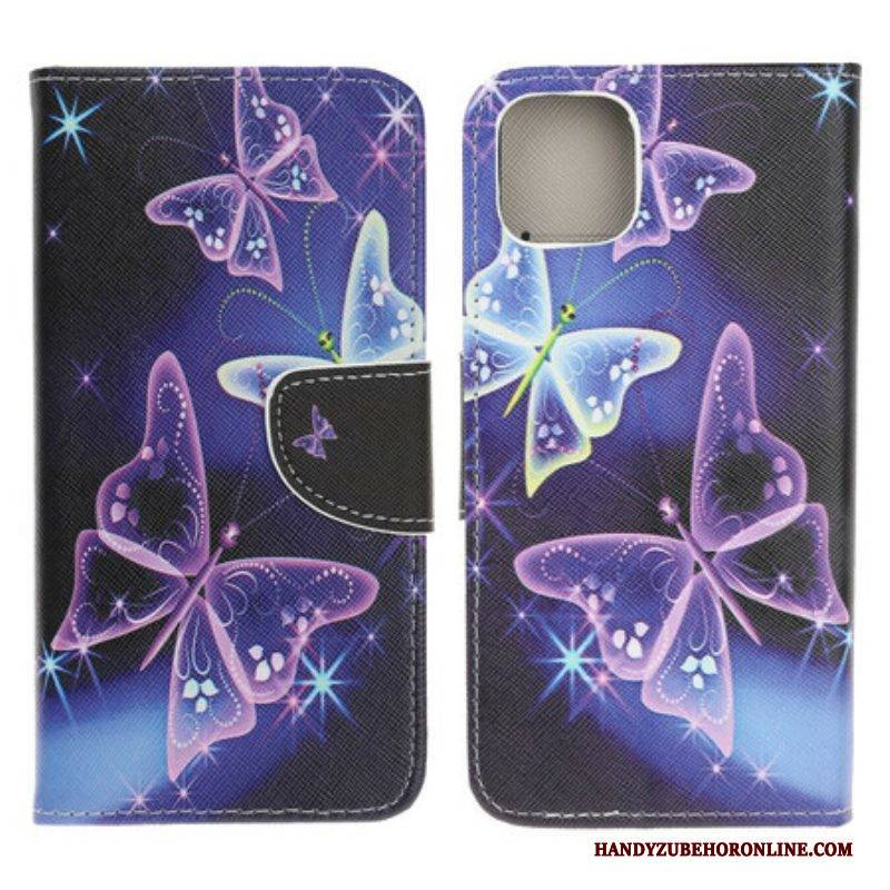 Lederhüllen Für iPhone 13 Mini Moderne Schmetterlinge