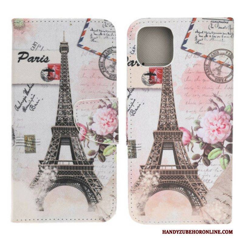 Lederhüllen Für iPhone 13 Mini Retro-eiffelturm