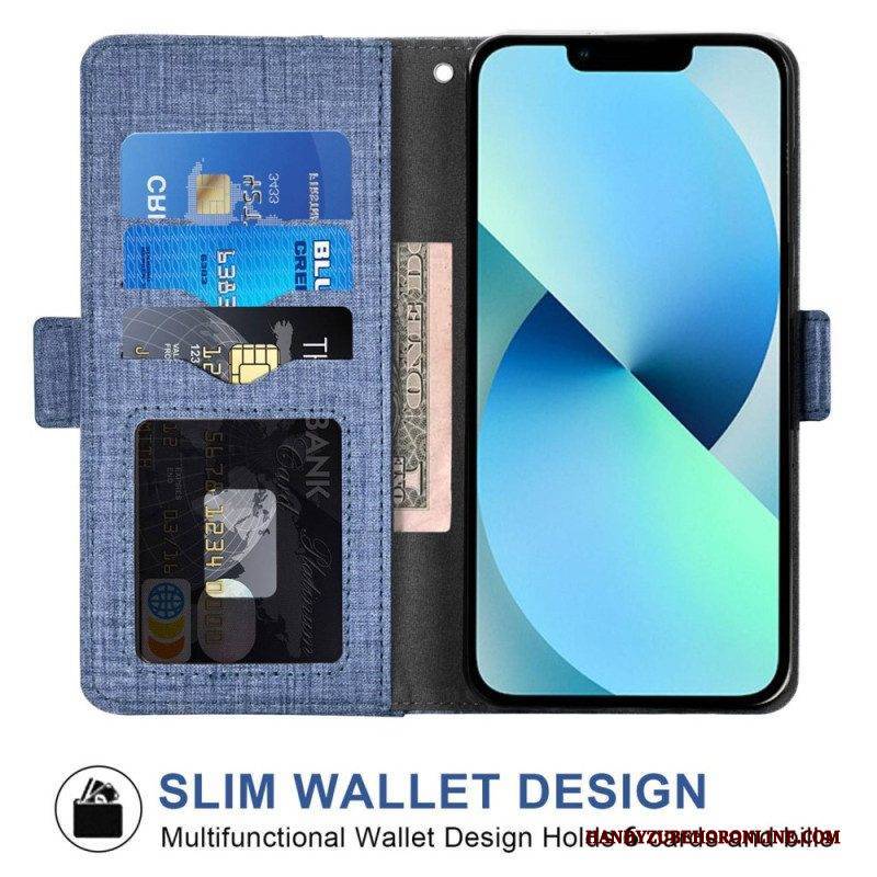 Lederhüllen Für iPhone 14 Jeans Mit Drehbarem Kartenhalter