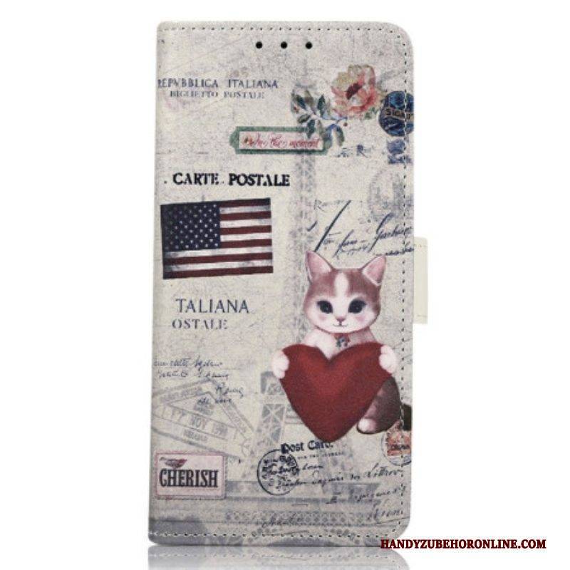Lederhüllen Für iPhone 14 Pro Max Reisende Katze