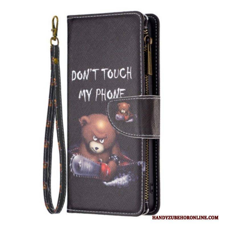 Lederhüllen Für iPhone 14 Pro Max Reißverschlusstasche Dangerous Bear