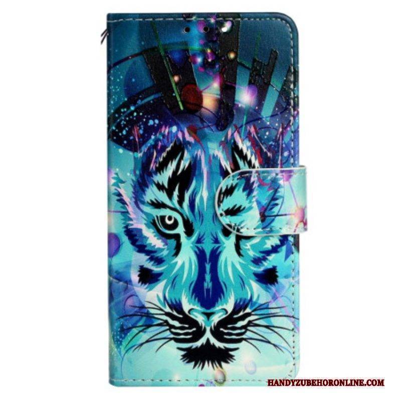 Lederhüllen Für iPhone 15 Elektrischer Wolf Mit Lanyard