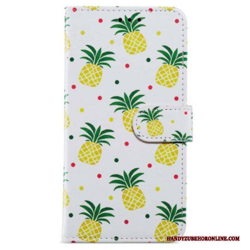 Lederhüllen Für iPhone 15 Mit Kordel Ananas Mit Riemen