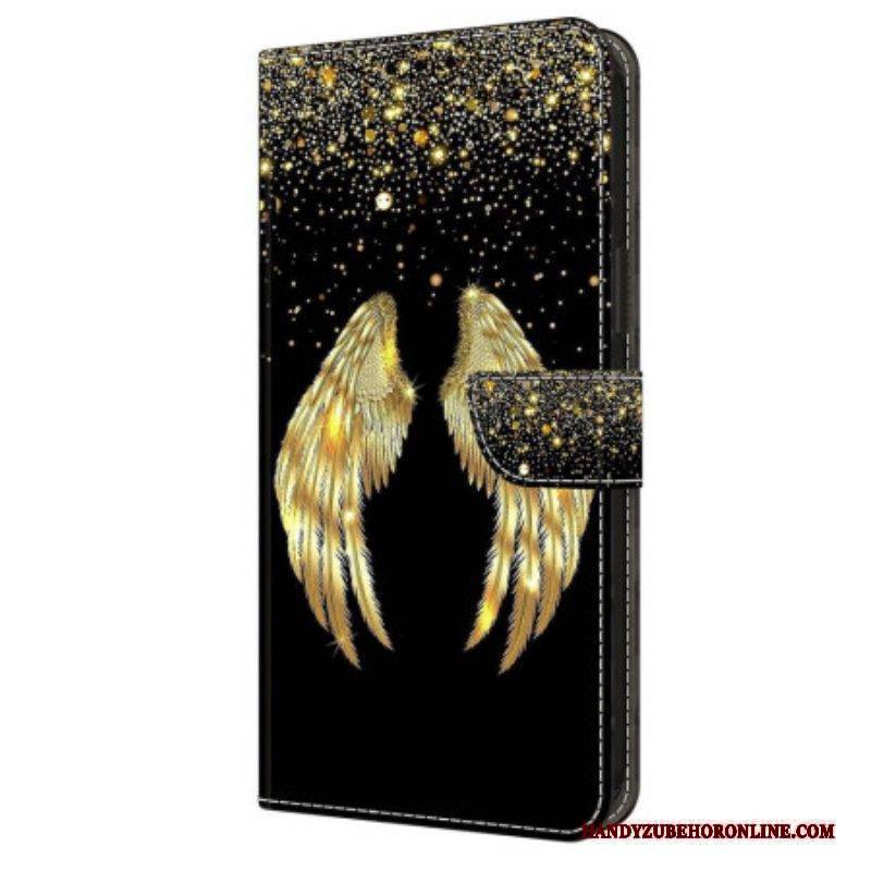 Lederhüllen Für iPhone 15 Pro Goldene Flügel