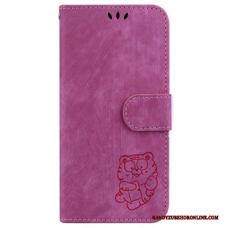 Lederhüllen Für iPhone 15 Pro Süßer Tiger