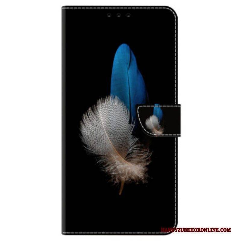 Lederhüllen Für iPhone 15 Pro Zwei Federn