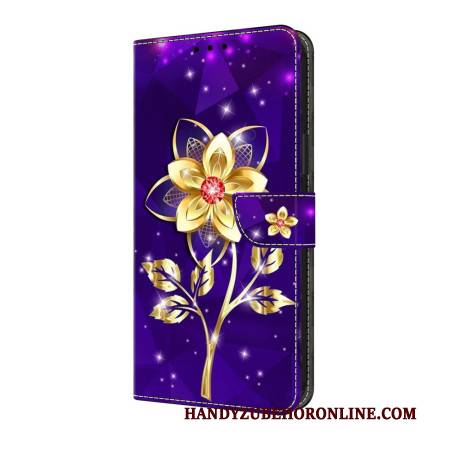 Lederhüllen Google Pixel 10 Pro Xl Handyhülle Gold Blume