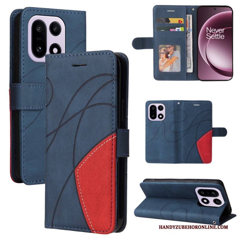 Lederhüllen Oneplus 15 Handyhülle Zweifarbige Wellenstruktur