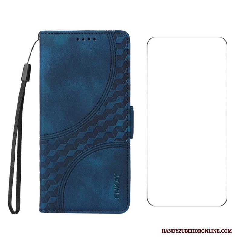 Lederhüllen Oneplus Nord 4 Handyhülle Muster Mit Displayschutzfolie Aus Gehärtetem Glas