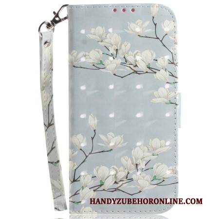Lederhüllen Oneplus Nord 5 Handyhülle Weiße Riemchenblumen