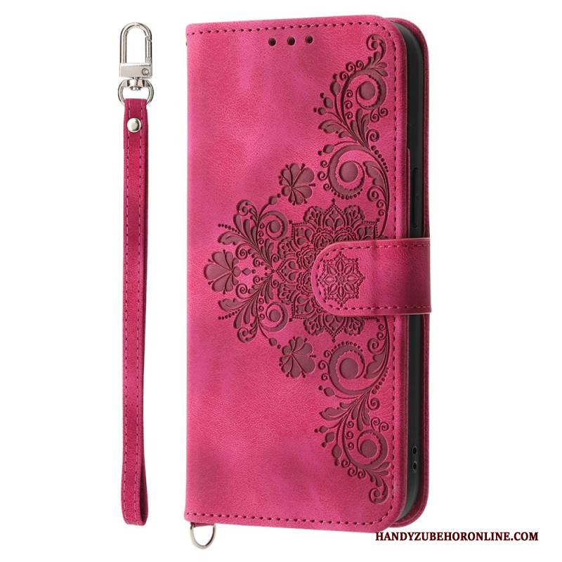 Lederhüllen Oppo Reno 14 5g Blumenmuster Und Riemen