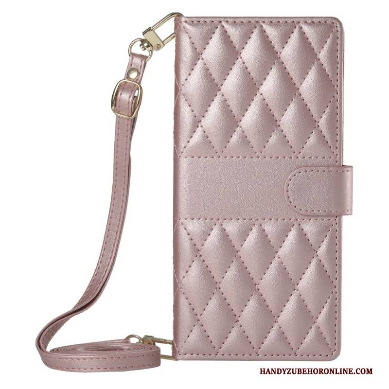 Lederhüllen Oppo Reno 14 5g Handyhülle Gesteppte Ausführung Mit Riemen Und Schultergurt