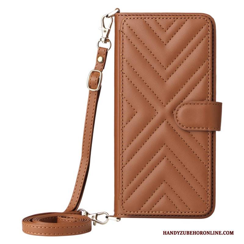 Lederhüllen Oppo Reno 14 Pro 5g Gesteppt Mit Trageriemen Und Handschlaufe
