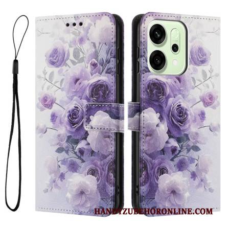 Lederhüllen Oppo Reno 14f 5g Handyhülle Lila Blumen
