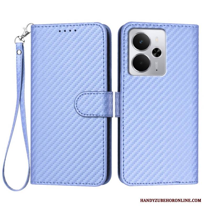 Lederhüllen Realme 14 5g Carbonfaser Mit Riemen