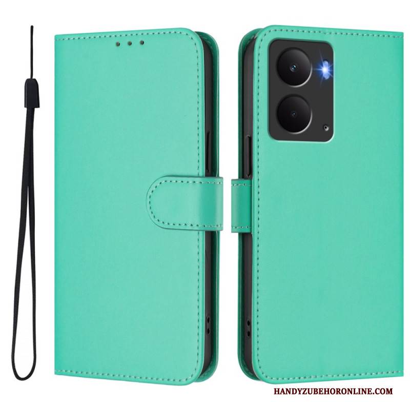 Lederhüllen Realme 14 5g Handyhülle Schlichtes Kunstleder-lanyard