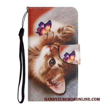 Lederhüllen Samsung Galaxy A17 4g / 5g Handyhülle Schmetterling Und Katze