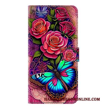 Lederhüllen Samsung Galaxy S25 Plus 5g Handyhülle Bläulicher Schmetterling