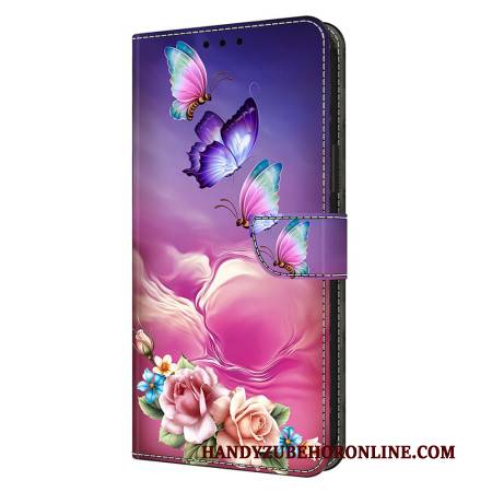 Lederhüllen Samsung Galaxy S25 Plus 5g Handyhülle Schmetterlinge Und Kleine Blumen