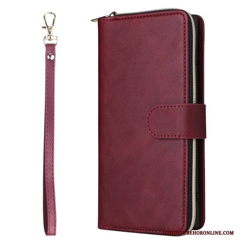 Lederhüllen Samsung Galaxy S25 Ultra 5g Handyhülle Geldbörse Mit Reißverschluss Und Riemen