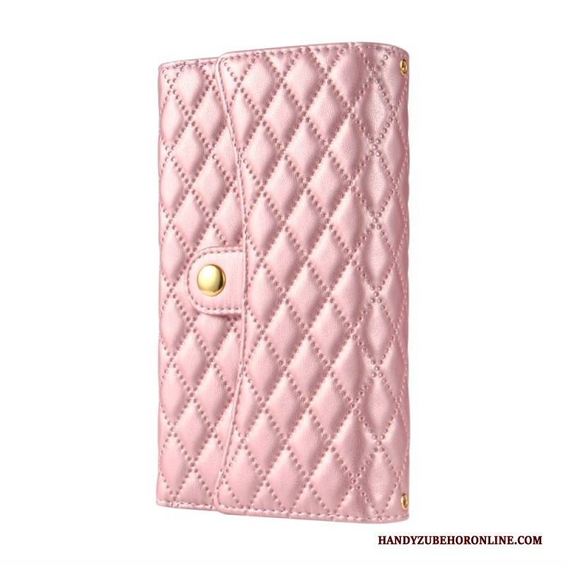 Lederhüllen Samsung Galaxy S25 Ultra 5g Handyhülle Gesteppte Geldbörse Mit Schulterriemen