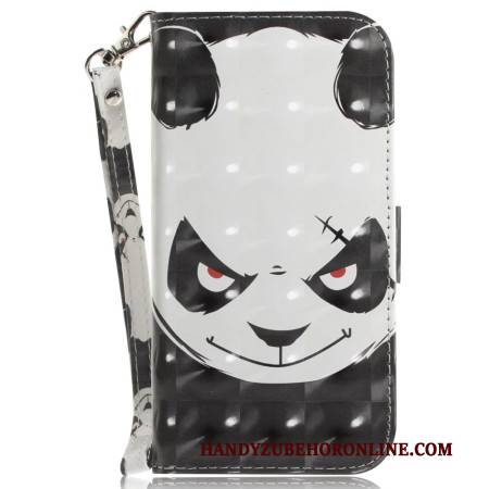 Lederhüllen Samsung Galaxy S26 Handyhülle Wütendes Panda-lanyard