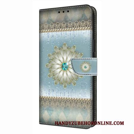 Lederhüllen Samsung Galaxy S26 Plus Handyhülle Blaue Diamantblume
