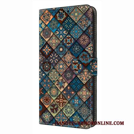 Lederhüllen Samsung Galaxy S26 Plus Handyhülle Blaues Blumenmuster