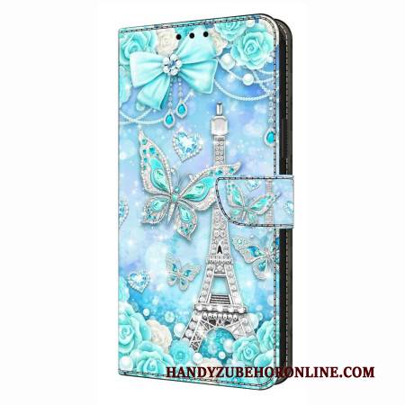 Lederhüllen Samsung Galaxy S26 Plus Handyhülle Kobaltblauer Eiffelturm