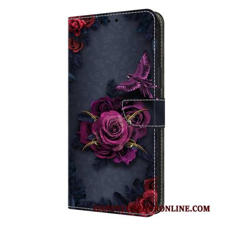 Lederhüllen Samsung Galaxy S26 Plus Handyhülle Leuchtende Violette Blumen