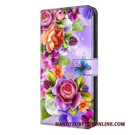 Lederhüllen Samsung Galaxy S26 Plus Handyhülle Strahlende Blumen