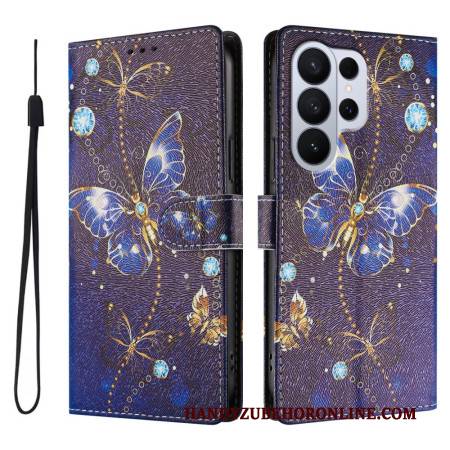 Lederhüllen Samsung Galaxy S26 Ultra Handyhülle Kostbare Schmetterlinge