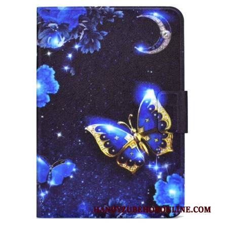 Lederhüllen Samsung Galaxy Tab S11 Blauer Und Goldener Schmetterling