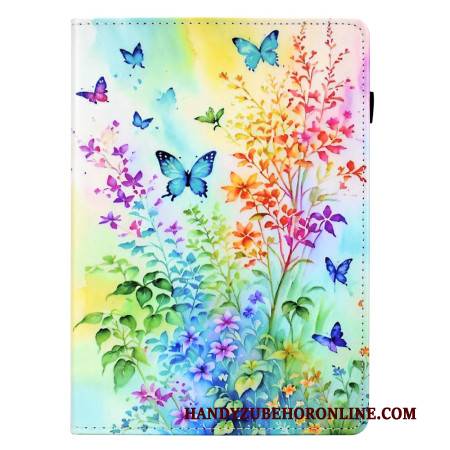 Lederhüllen Samsung Galaxy Tab S11 Bunte Blumen Und Schmetterlinge