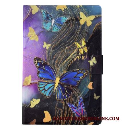 Lederhüllen Samsung Galaxy Tab S11 Goldene Und Bunte Schmetterlinge