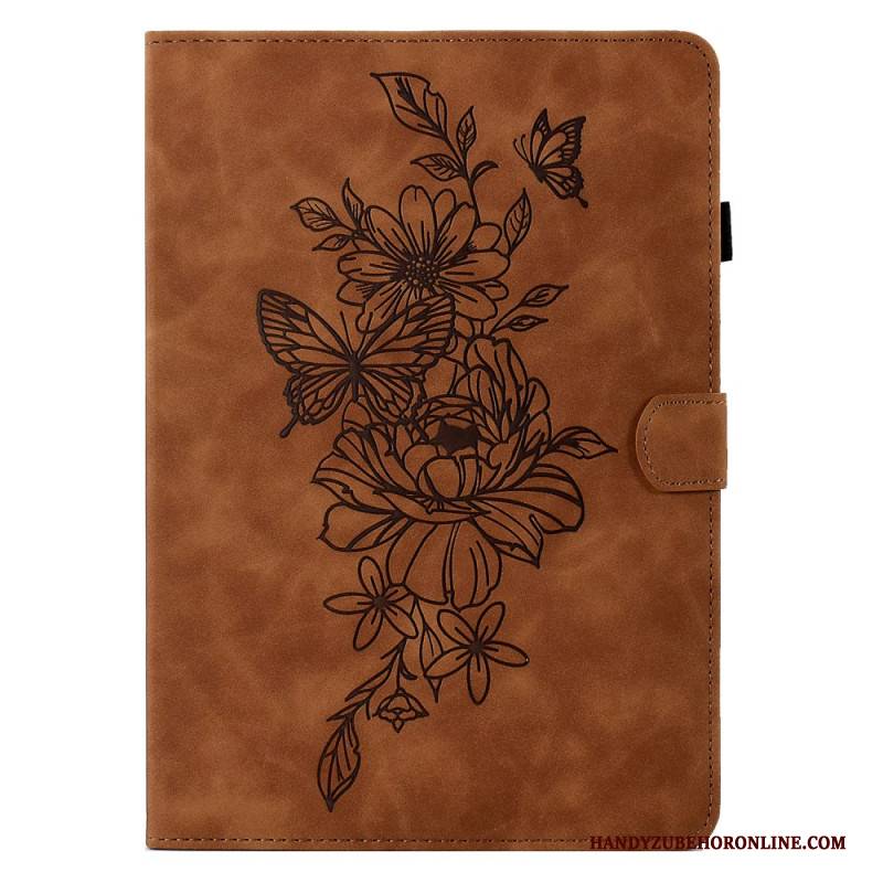 Lederhüllen Samsung Galaxy Tab S11 Handyhülle Wildleder-blumen- Und Schmetterlingseffekt