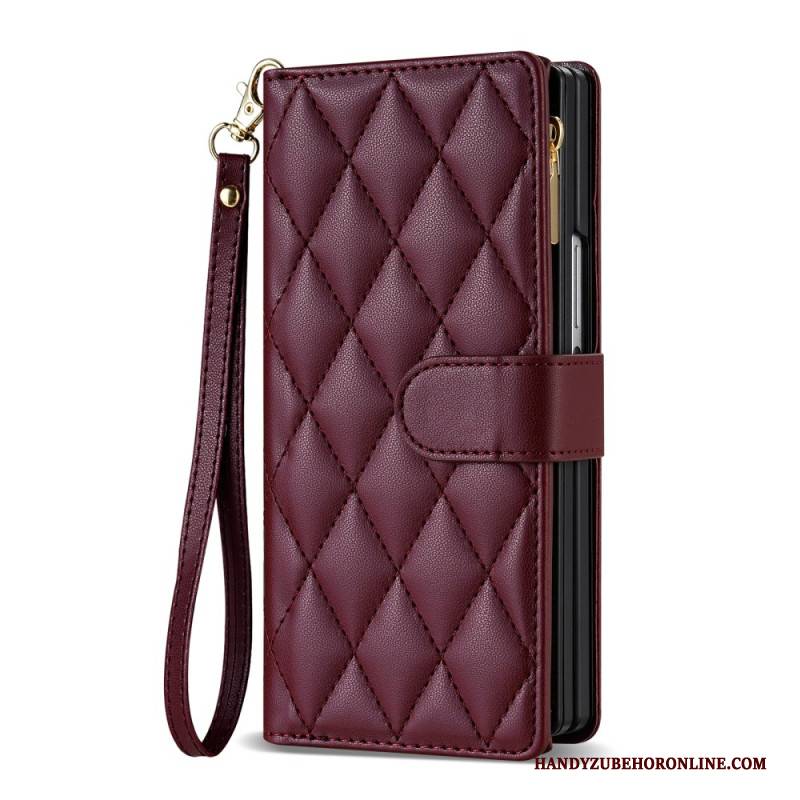 Lederhüllen Samsung Galaxy Z Fold 7 Gepolstert Mit Schultergurt Und Trageband