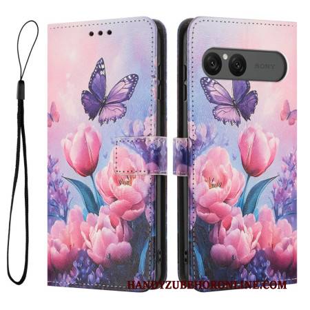Lederhüllen Sony Xperia 10 Vii Handyhülle Rosa Blumenmuster