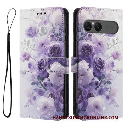 Lederhüllen Sony Xperia 10 Vii Lila Rosen