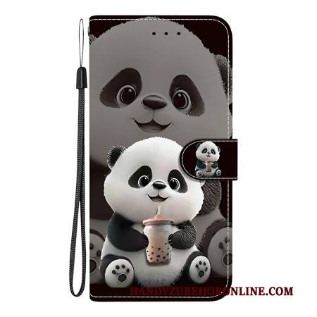 Lederhüllen Sony Xperia 10 Vii Panda Mit Babyflasche